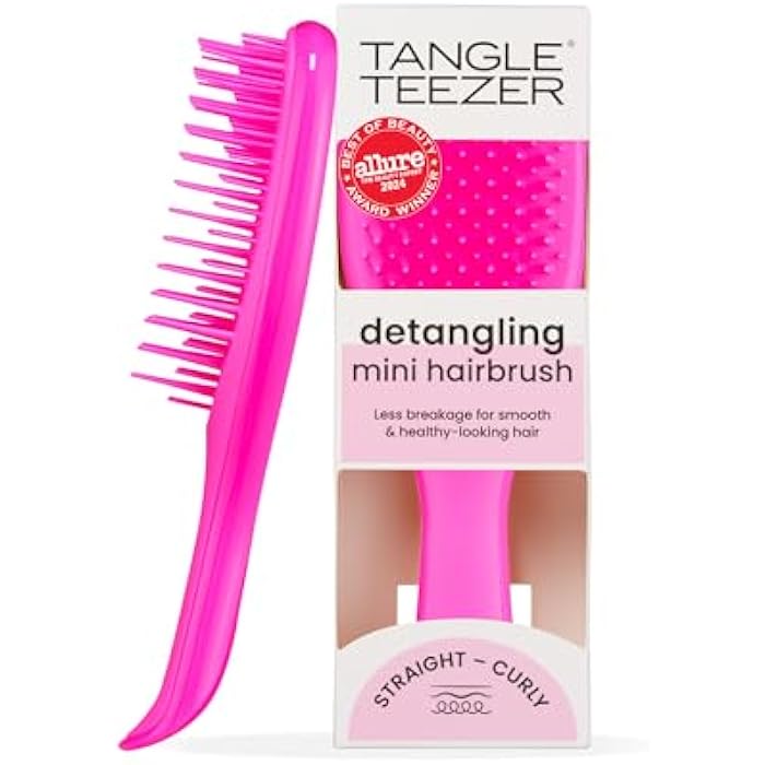 Tangle Teezer Mini The Ultimate Detangler Hairbrush |Gentle on Wet Hair | Two-Tiered Teeth & Comfortable Handle | Ideal for Kids And Travel | Reduces Knots & Breakage | Runway Pink - Image 1